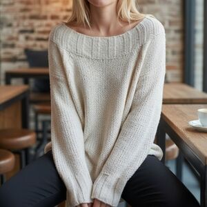 Free People Cream Knit Sweate